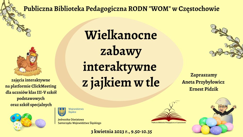 zaproszenie na spotkanie online: Wielkanocne zabawy interaktywne z jajkiem w tle