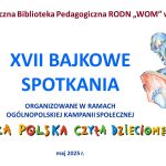 Niebieski miś czyta książkę. Tytuł i data wydarzenia.