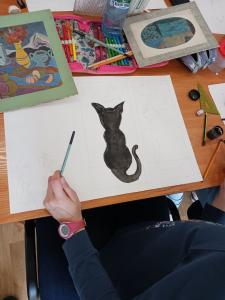 Inspiracje obrazami Zygmunta Radnickiego "Martwa natura w niebieskiej tonacji"  i Piotra Potworowskiego "Owal z morzem południowym"