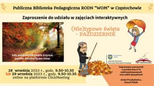Dwa awatary prowadzących, dużo liści i fotografia lasu jesienią
